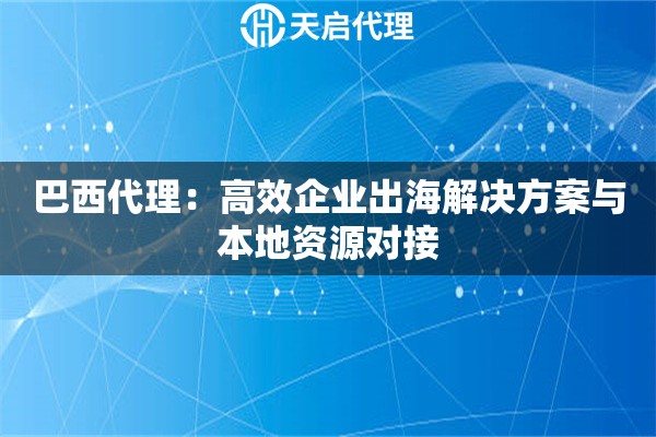 巴西代理：高效企业出海解决方案与本地资源对接