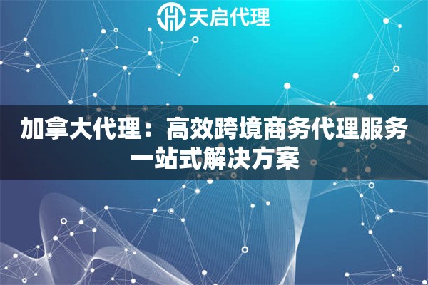 加拿大代理：高效跨境商务代理服务一站式解决方案