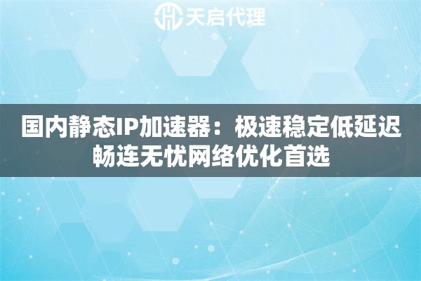 国内静态IP加速器：极速稳定低延迟畅连无忧网络优化首选