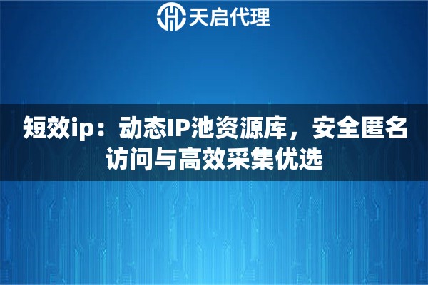 短效ip：动态IP池资源库，安全匿名访问与高效采集优选