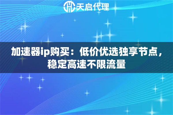 加速器ip购买：低价优选独享节点，稳定高速不限流量