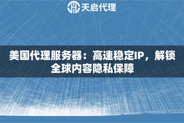 美国代理服务器：高速稳定IP，解锁全球内容隐私保障