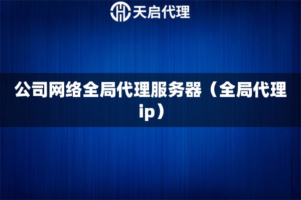 公司网络全局代理服务器（全局代理ip）