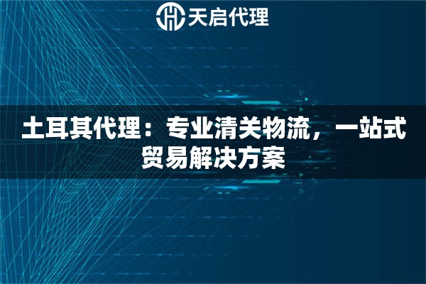 土耳其代理：专业清关物流，一站式贸易解决方案