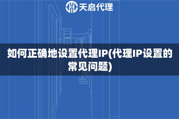 如何正确地设置代理IP(代理IP设置的常见问题)