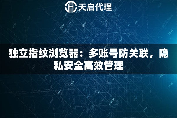 独立指纹浏览器：多账号防关联，隐私安全高效管理