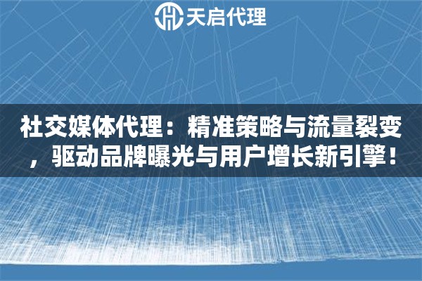 社交媒体代理：精准策略与流量裂变，驱动品牌曝光与用户增长新引擎！