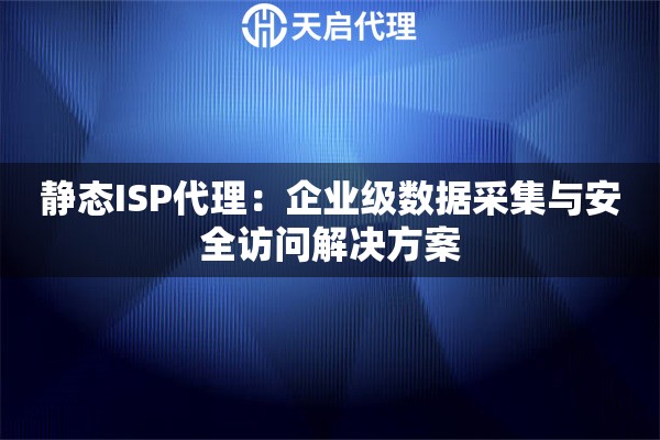 静态ISP代理：企业级数据采集与安全访问解决方案