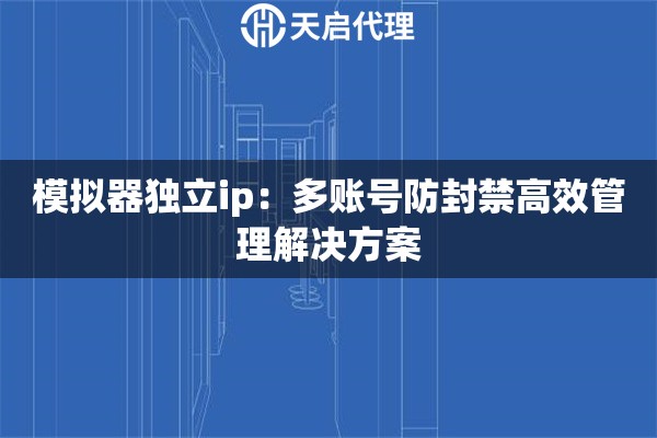 模拟器独立ip：多账号防封禁高效管理解决方案