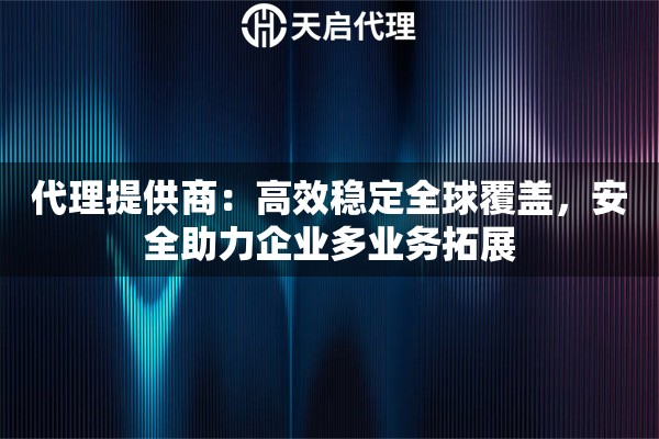 代理提供商：高效稳定全球覆盖，安全助力企业多业务拓展