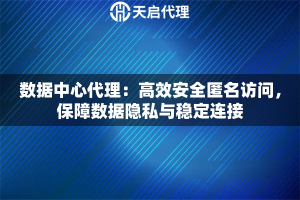 数据中心代理：高效安全匿名访问，保障数据隐私与稳定连接