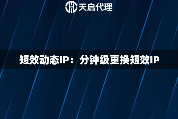 短效动态IP：分钟级更换短效IP