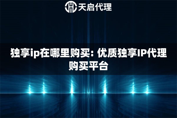独享ip在哪里购买: 优质独享IP代理购买平台