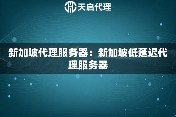 新加坡代理服务器：新加坡低延迟代理服务器