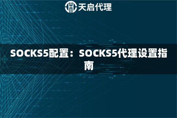 SOCKS5配置：SOCKS5代理设置指南