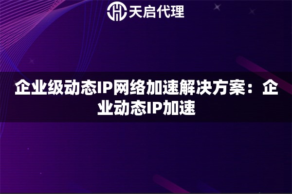 企业级动态IP网络加速解决方案：企业动态IP加速
