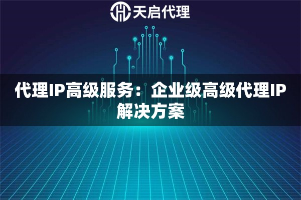 代理IP高级服务：企业级高级代理IP解决方案