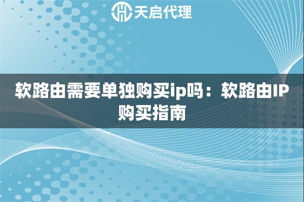 软路由需要单独购买ip吗：软路由IP购买指南