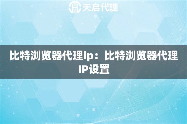 比特浏览器代理ip：比特浏览器代理IP设置