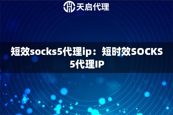 短效socks5代理ip：短时效SOCKS5代理IP