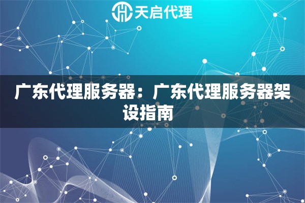 广东代理服务器：广东代理服务器架设指南  