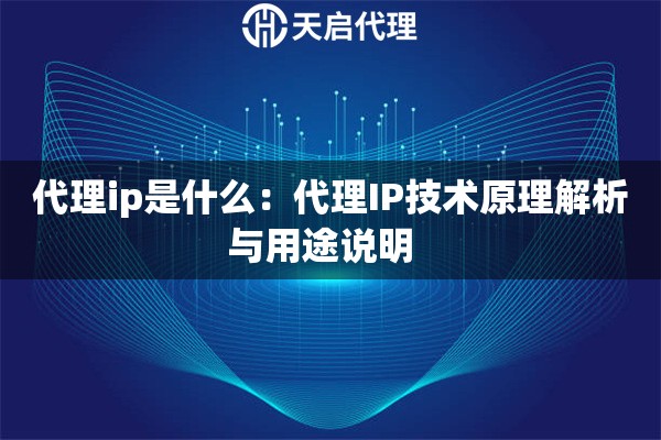 代理ip是什么：代理IP技术原理解析与用途说明  