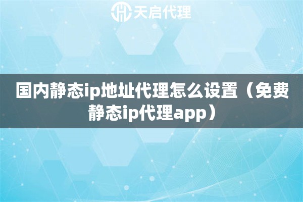 国内静态ip地址代理怎么设置（免费静态ip代理app）