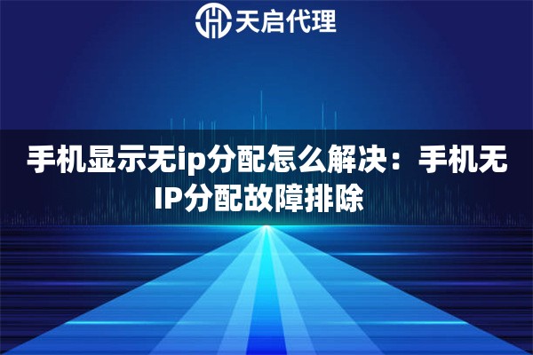手机显示无ip分配怎么解决：手机无IP分配故障排除  