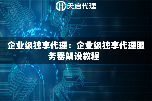 企业级独享代理：企业级独享代理服务器架设教程  
