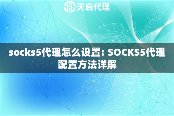 socks5代理怎么设置: SOCKS5代理配置方法详解