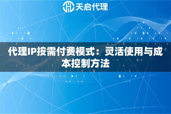 代理IP按需付费模式：灵活使用与成本控制方法
