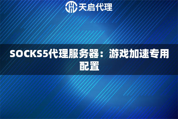 SOCKS5代理服务器：游戏加速专用配置