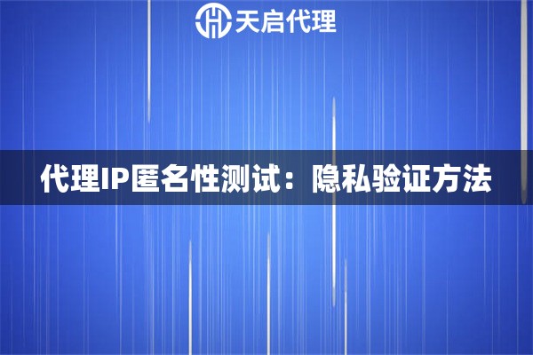 代理IP匿名性测试：隐私验证方法