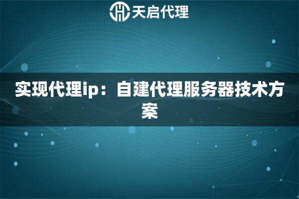 实现代理ip:自建代理服务器技术方案 实现代理ip:自建代理服务器技术方案