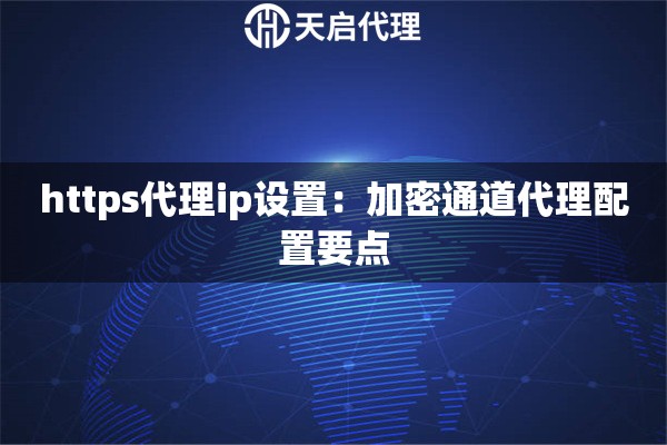 https代理ip设置：加密通道代理配置要点