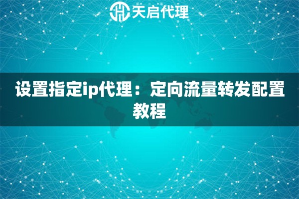 设置指定ip代理：定向流量转发配置教程