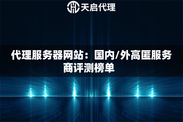 代理服务器网站：国内/外高匿服务商评测榜单  
