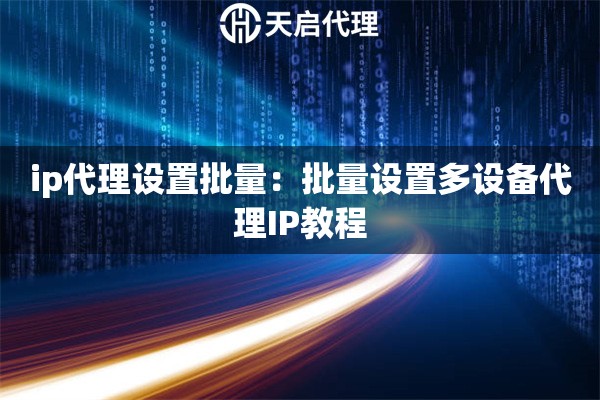 ip代理设置批量：批量设置多设备代理IP教程