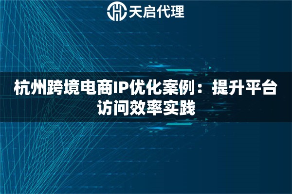 杭州跨境电商IP优化案例:提升平台访问效率实践 杭州跨境电商IP优化案例:提升平台访问效率实践