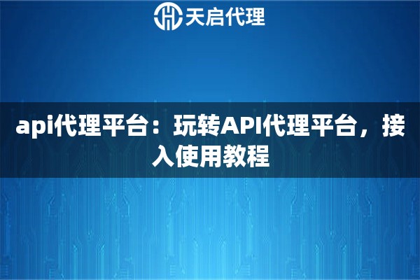 api代理平台：玩转API代理平台，接入使用教程