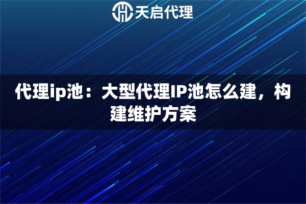 代理ip池：大型代理IP池怎么建，构建维护方案