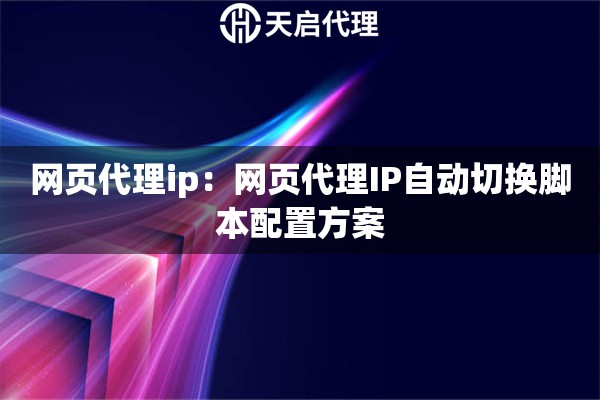 网页代理ip：网页代理IP自动切换脚本配置方案