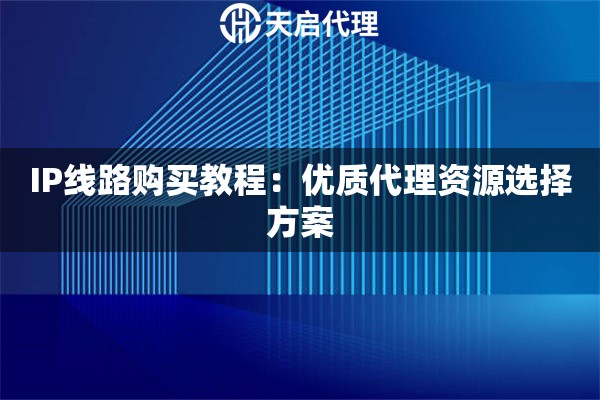 IP线路购买教程：优质代理资源选择方案