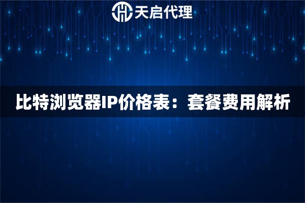 比特浏览器IP价格表：套餐费用解析