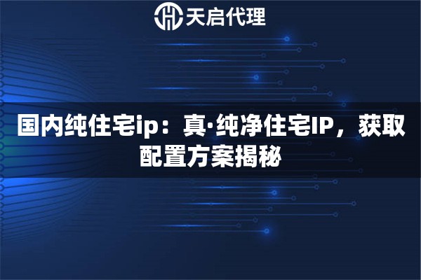 国内纯住宅ip：真·纯净住宅IP，获取配置方案揭秘