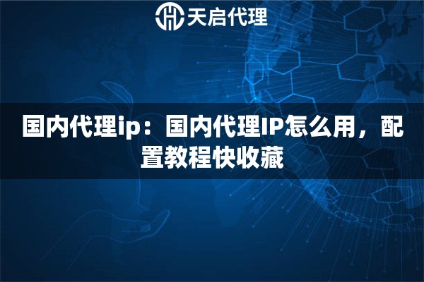 国内代理ip：国内代理IP怎么用，配置教程快收藏