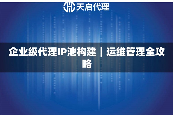 企业级代理IP池构建｜运维管理全攻略