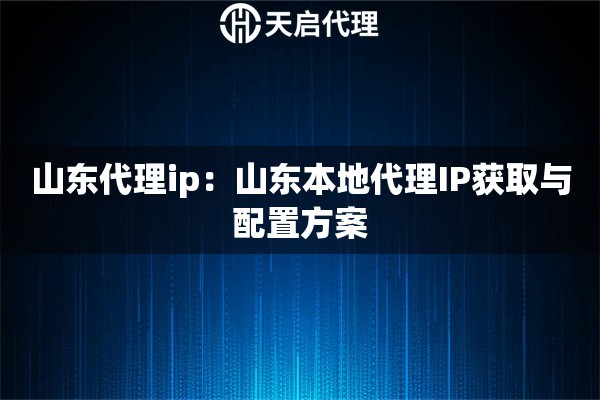 山东代理ip：山东本地代理IP获取与配置方案
