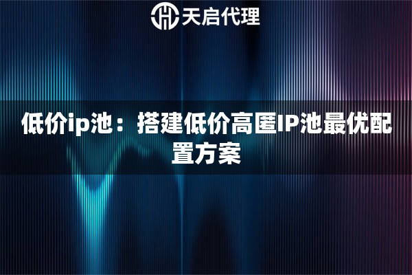 低价ip池：搭建低价高匿IP池最优配置方案