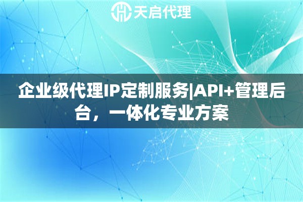 企业级代理IP定制服务|API+管理后台，一体化专业方案